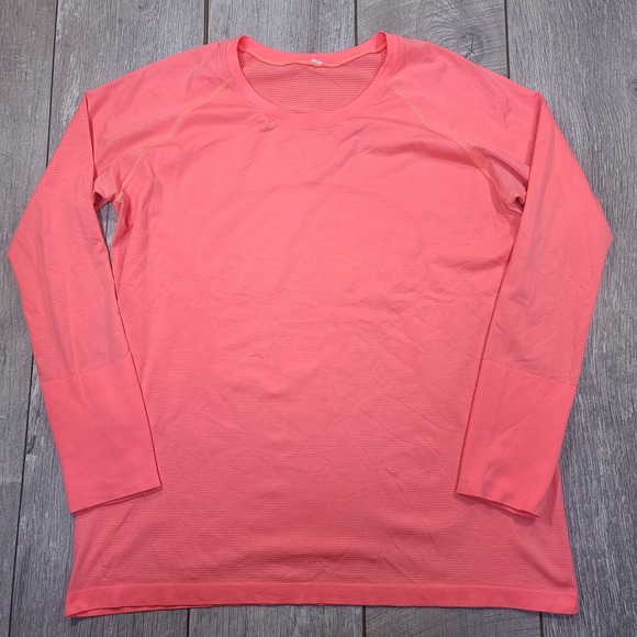 Lululemon Tops - Lululemon Swiftly Tech Long Sleeve Crew Women Size 20 Coral Pink Running Top